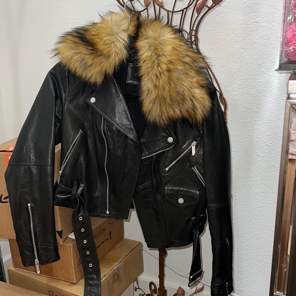 BCBG MAXAZRIA Black leather Jacket